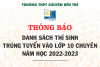 DANH SÁCH TRÚNG TUYỂN VÀO LỚP 10 CHUYÊN NĂM HỌC 2022-2023