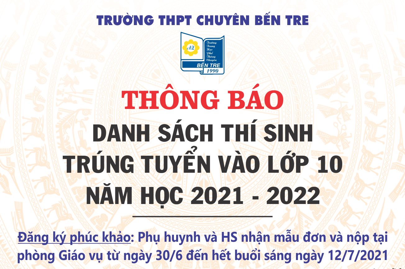 DANH SÁCH TRÚNG TUYỂN VÀO LỚP 10 NĂM HỌC 2021-2022