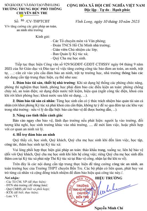 Tăng cường các giải pháp an toàn, an ninh nhà trường